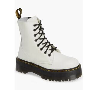 Dr. Martens Docs Jadon Platform Boots Smooth White Leather Size 6 Lightly Worn